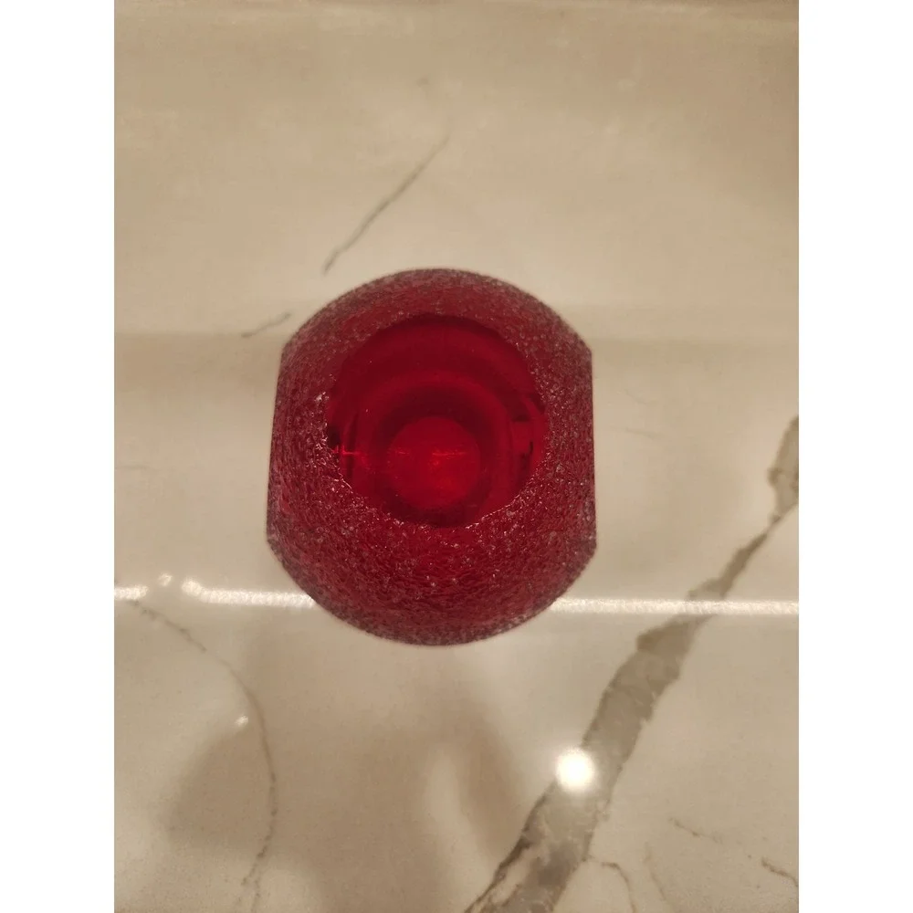 Ruby Red Fifth Avenue Geode Crystal Frosted Votive Glass‎ Candle Holder